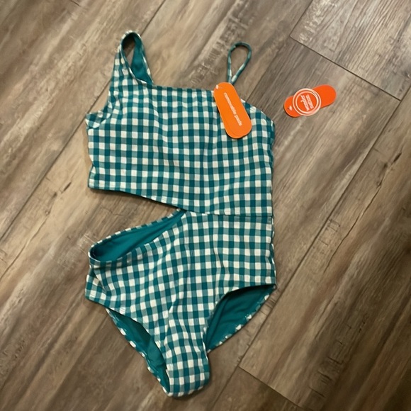 Wonder Nation Girls Shark Bite One-Piece Swimsuit Size L (10-12) NEW - Picture 2 of 6